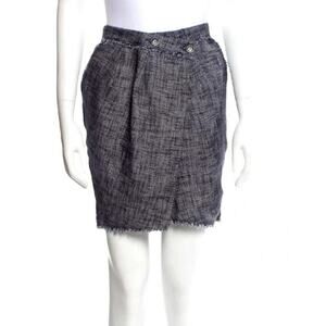 ALEXANDER McQUEEN Tweed Wrap Pleated Skirt with Belt Dark Gray size 38 F/S EUC